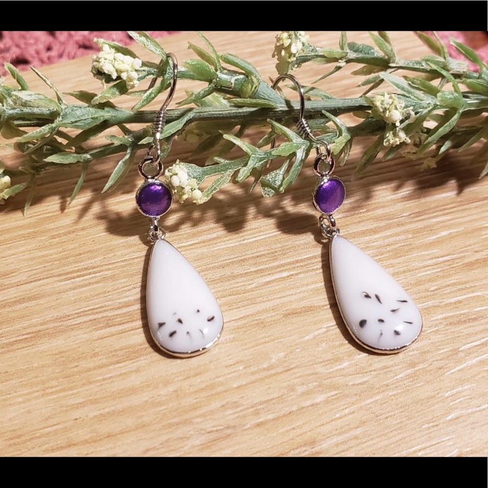 925 Silver Opal Dangle Earrings